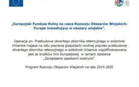 Galeria aktualności Przebudowa otwartego zbiornika retencyjnego w Sołectwie Urbanice 1