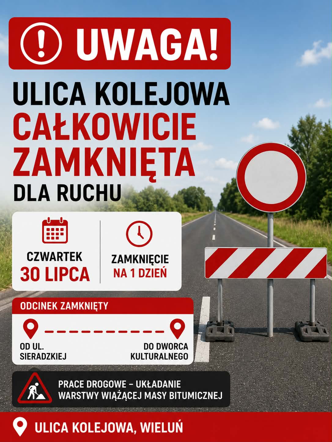 zamknięcie ulicy kolejowej 30 lipca 2026