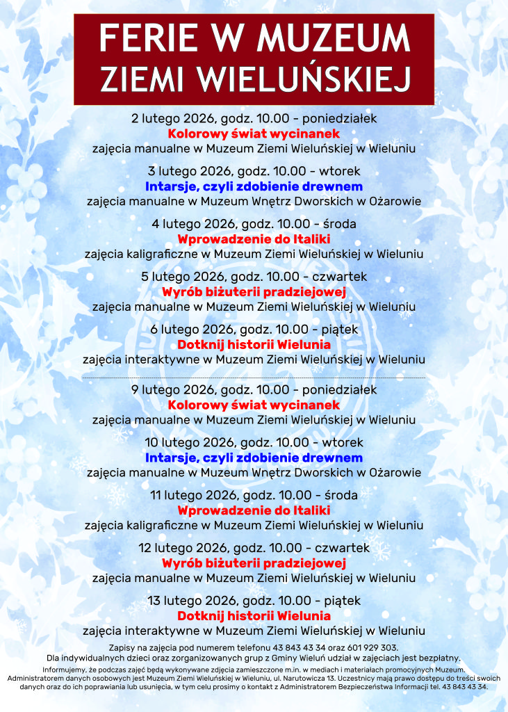 Plan ferii w&nbsp;Muzeum Ziemi Wieluńskiej