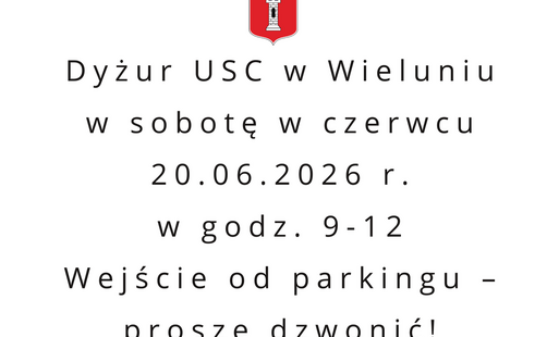 Dyżur Urzędu Stanu Cywilnego w czerwcu