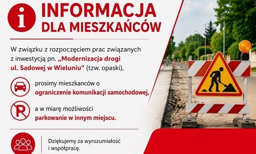 Modernizacja drogi na ulicy Sadowej - informacja